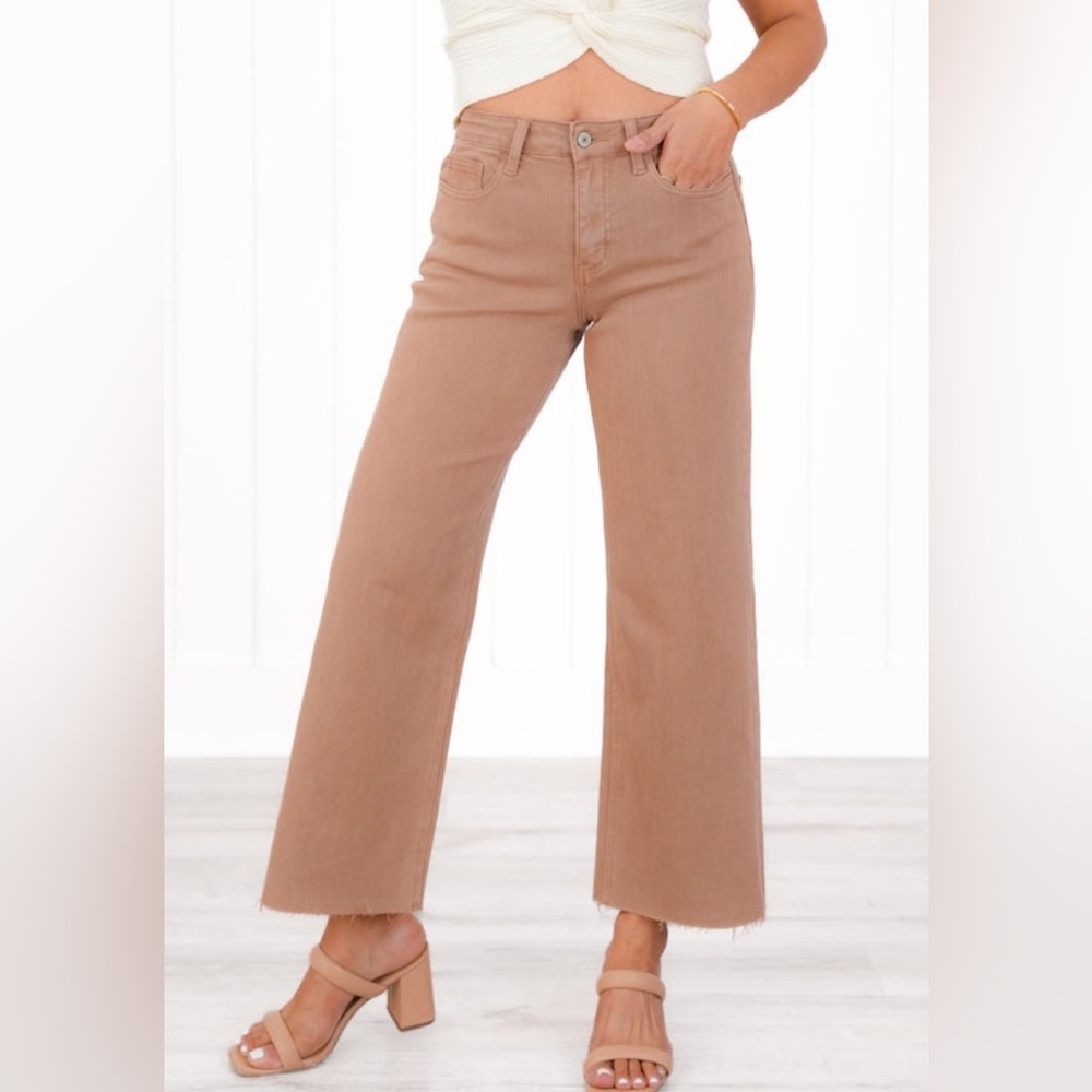 Vervet High Rise Brown Crop Wide Leg Jean Size 28/7